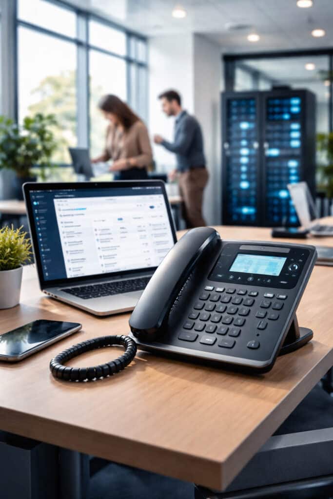 Easybell Moderne Büroumgebung mit Telekommunikationstechnologie